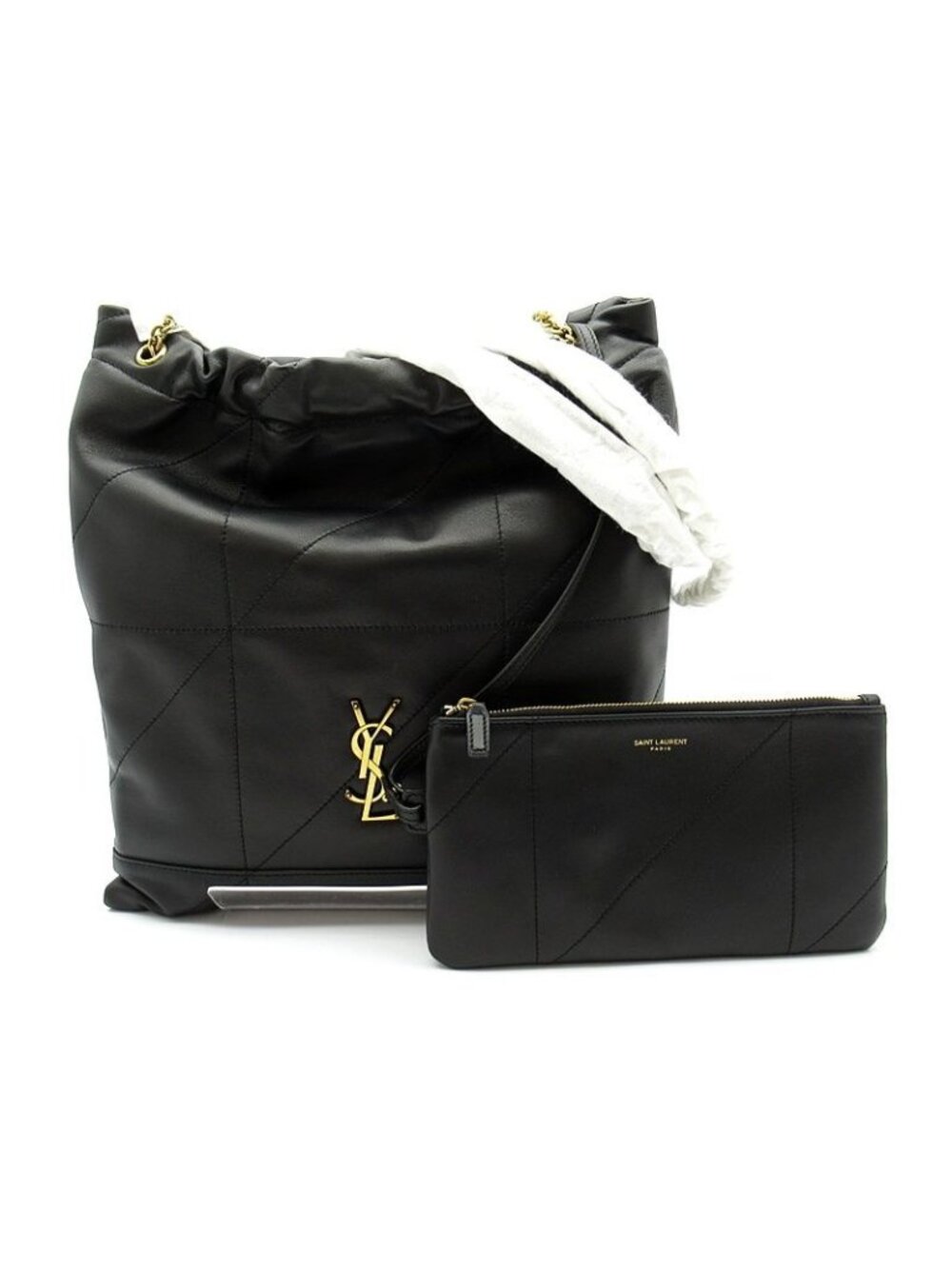 Saint Laurent Jamie Drawstring Lambskin Tote Bag Black